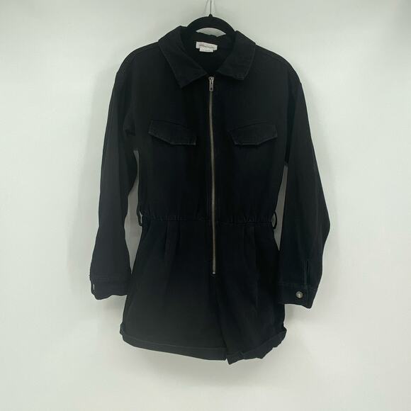 Lovers + Friends Women's Black Denim Coverall Romper Size XS X-Small - Picture 8 of 13